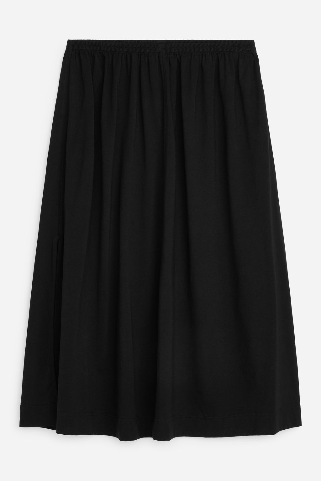 Cotton Black A-Line Midi Skirt