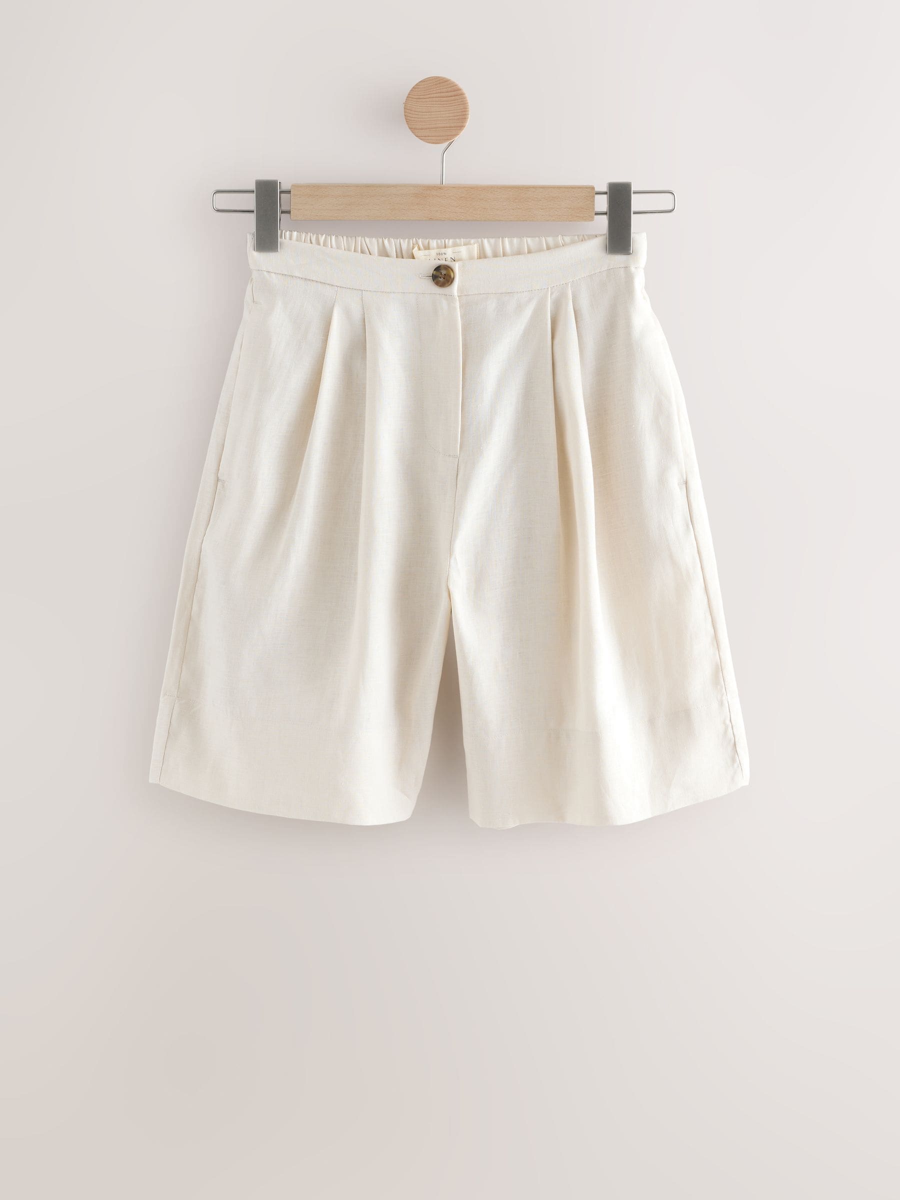 Linen Beige Bermuda Shorts