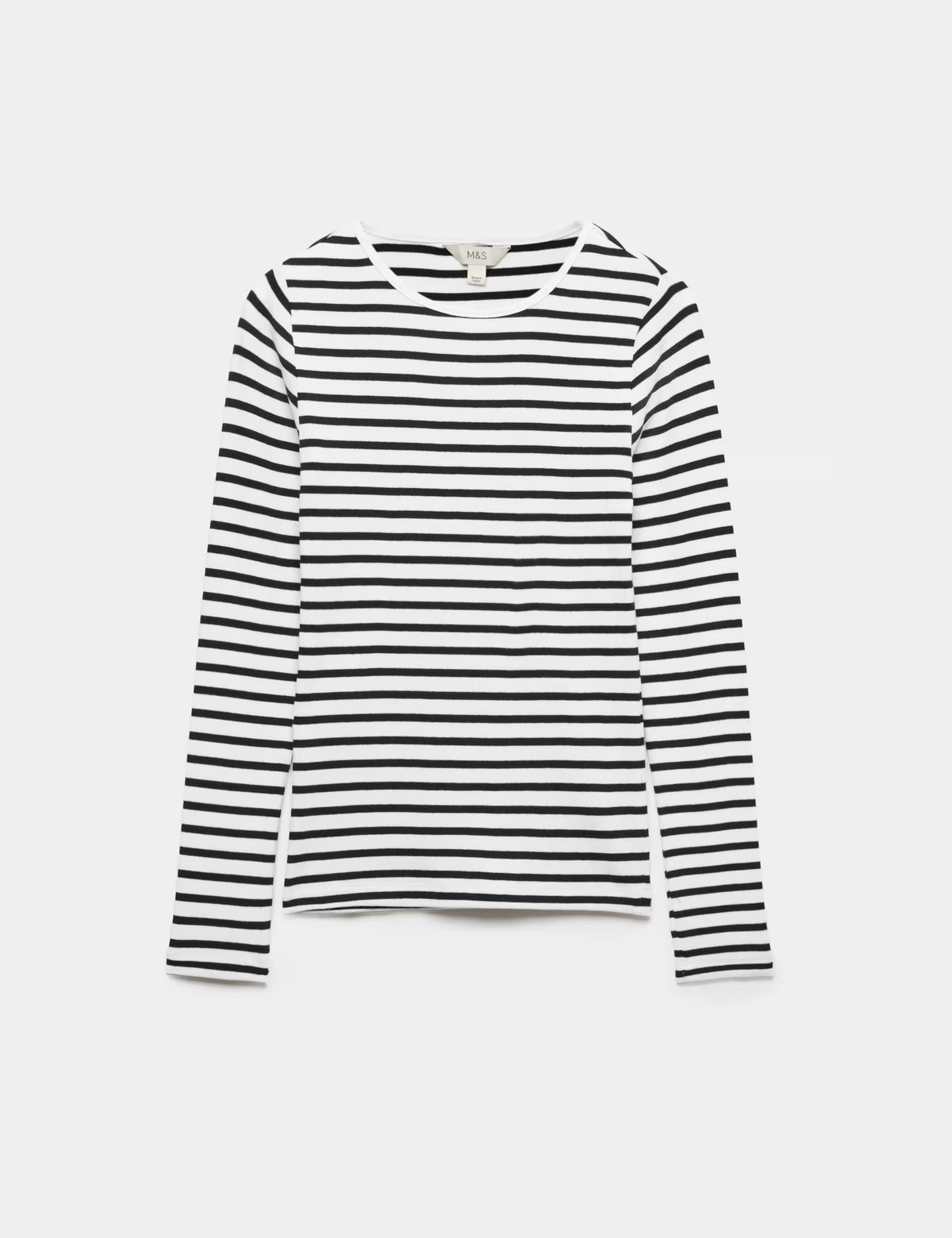 Cotton Black and White Stripe Ribbed Top