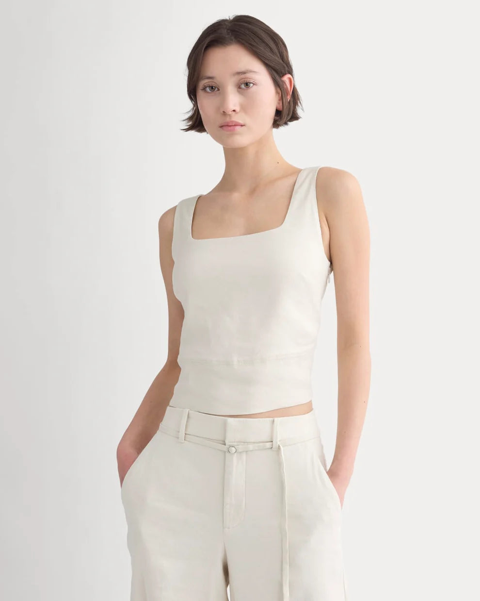 Linen Cropped Square Tank