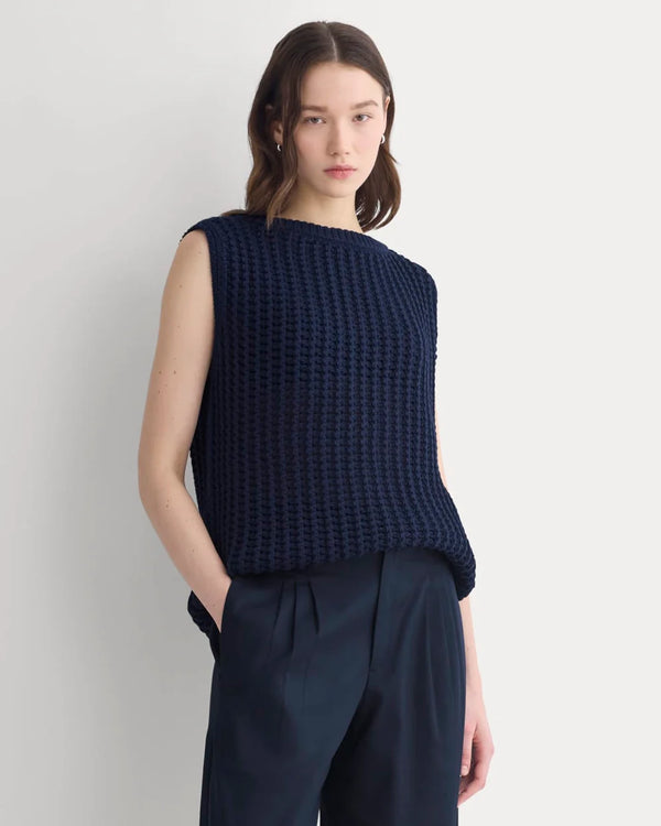 Cotton Navy Knitted Vest