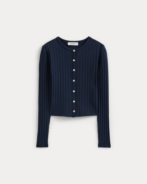 Cotton Navy Pointelle Cardigan