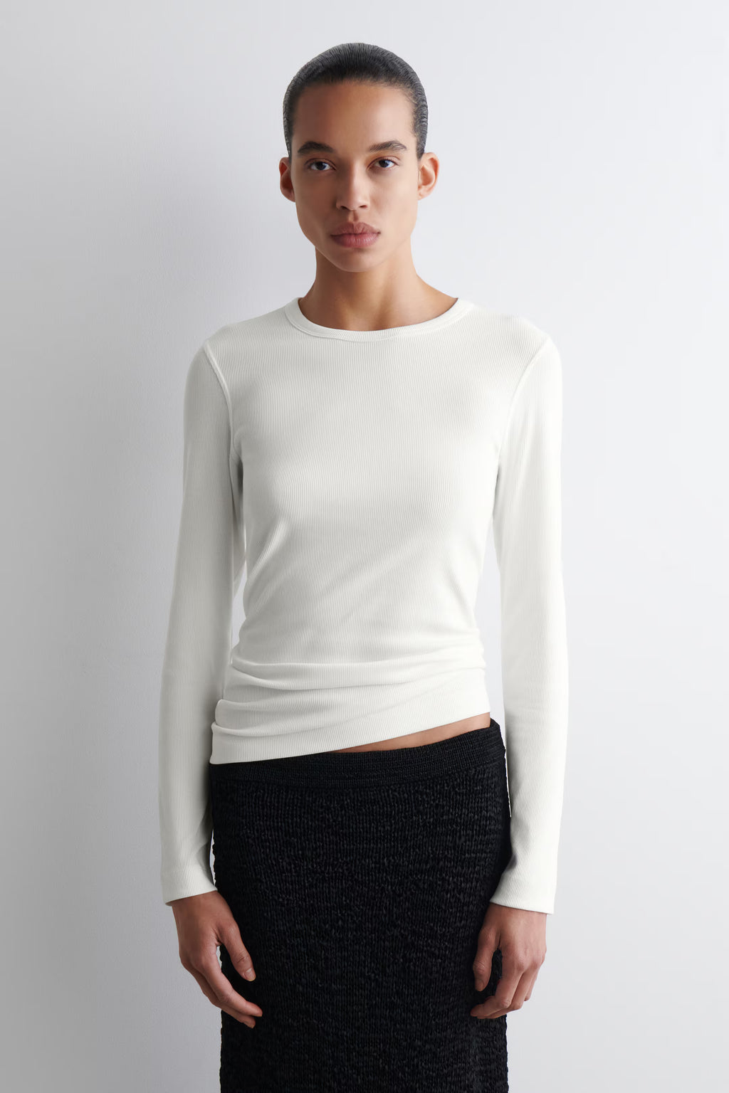 Cotton White Ribbed Top