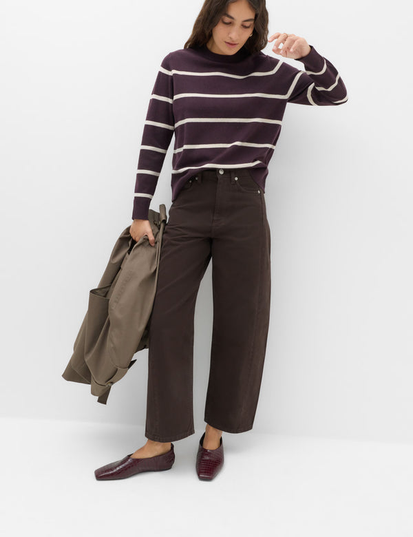 Cotton Brown Barrel Trousers