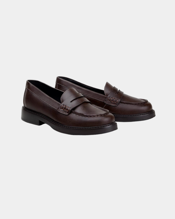 Leffe Vegan Leather Brown Penny Loafers