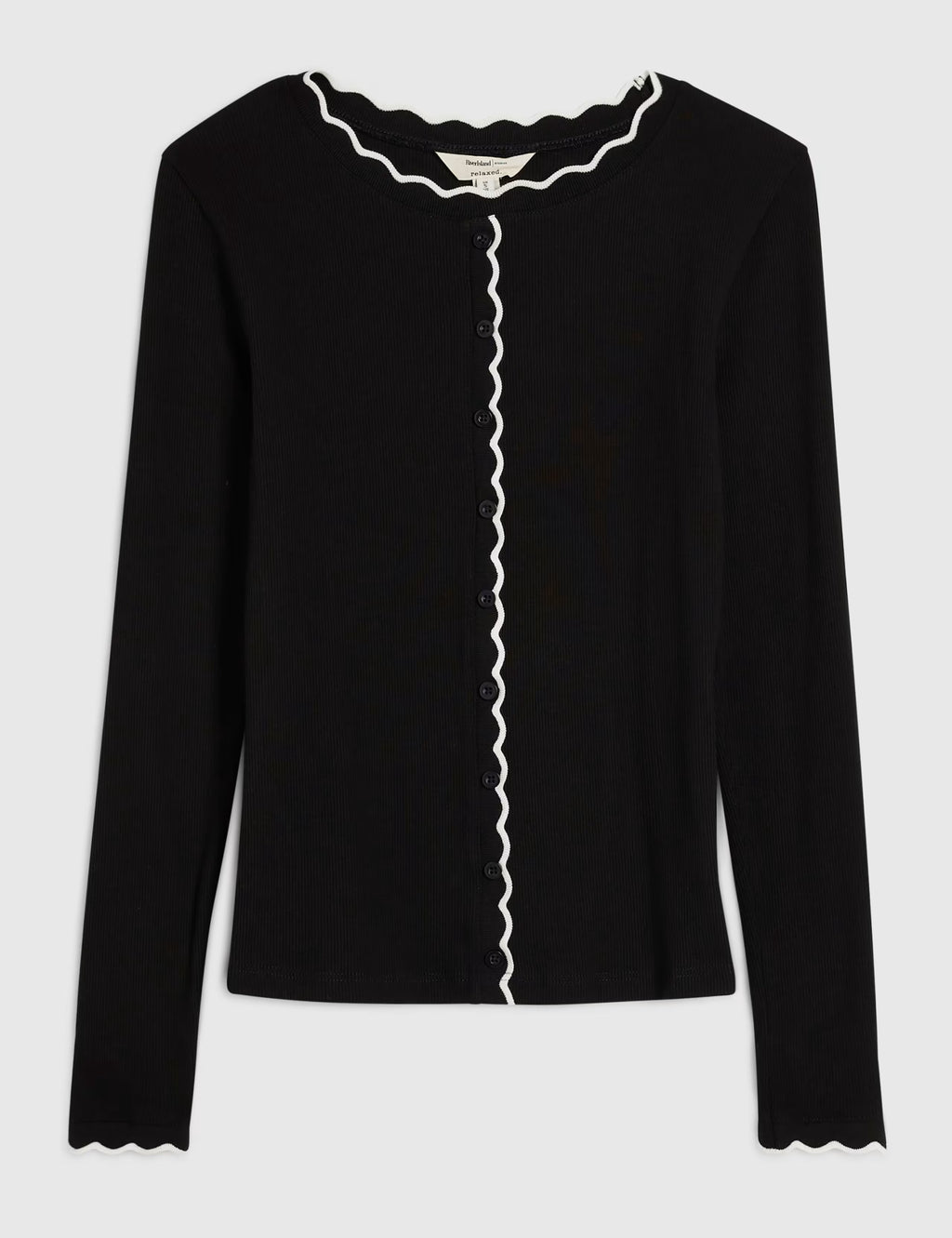 Cotton Black Scallop Cardigan