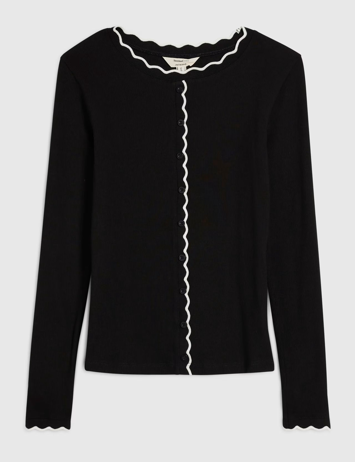 Cotton Black Scallop Cardigan