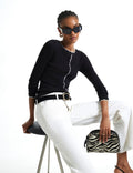 Cotton Black Scallop Cardigan
