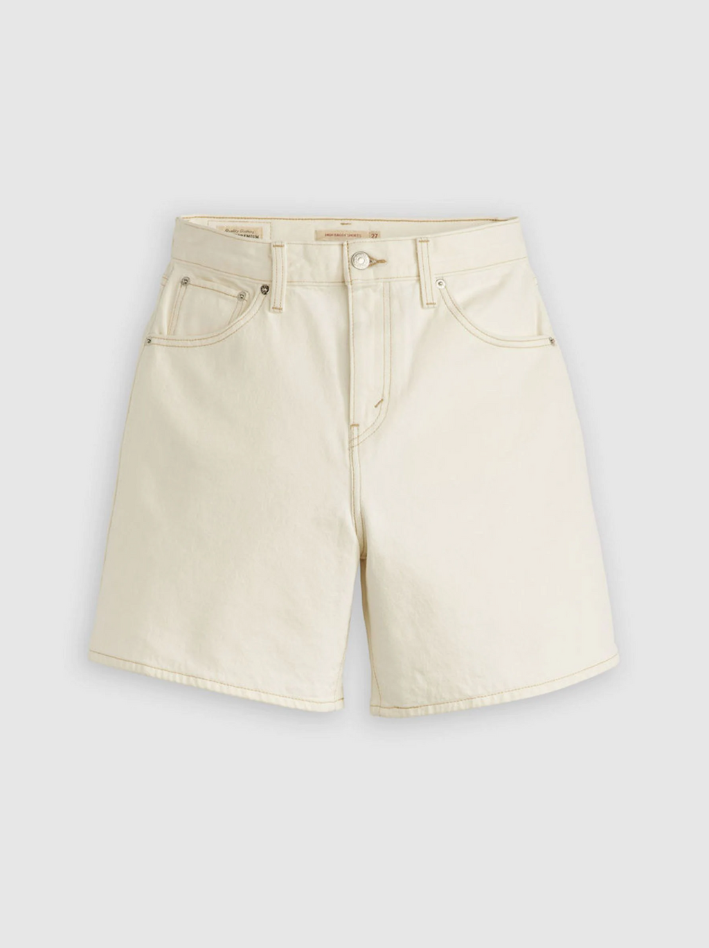 Denim Beige High Waisted Shorts