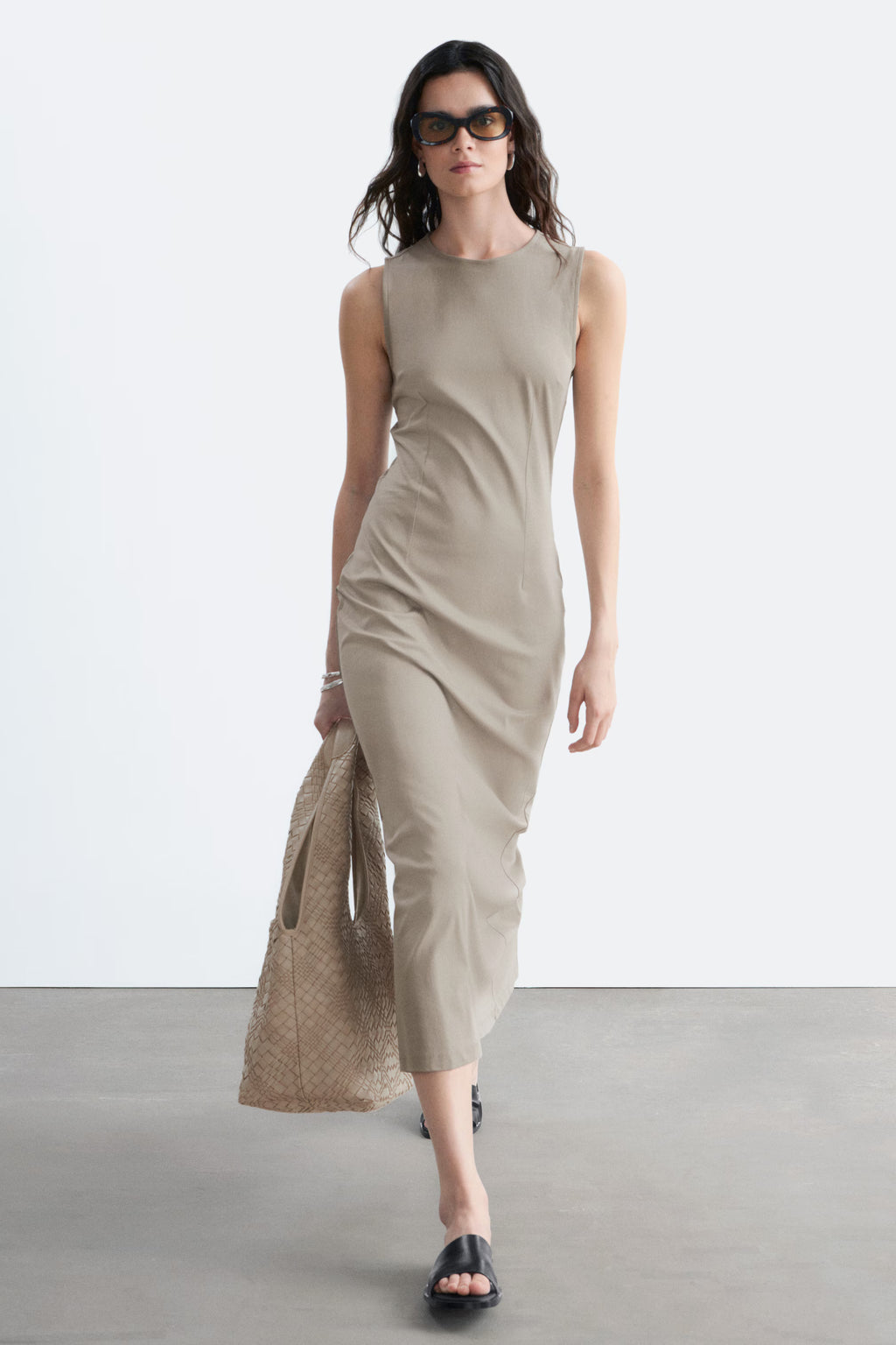 Pure Cotton Fitted Midi Dress